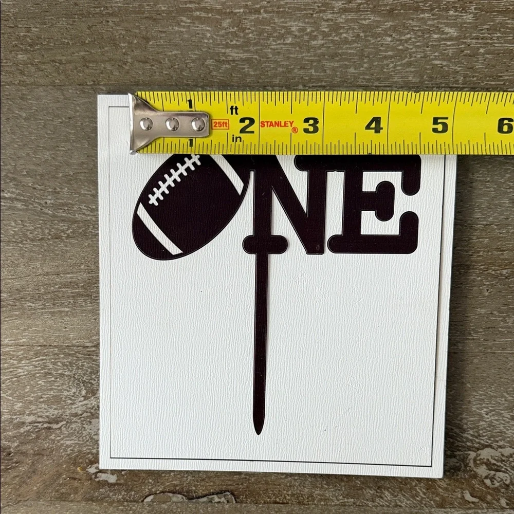 Brown Football Themed 1st Birthday Cake Topper